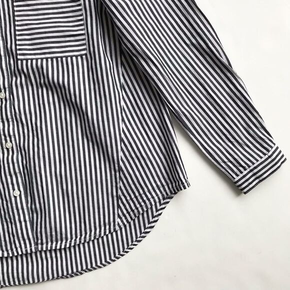 Zara gray/white stripe blouse  EUC 10Y - Picture 3 of 5